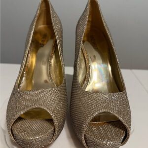 Nine West Women's Sparkling Gold Peep Toe Heels